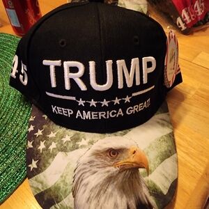 Black and White Trump Cap with Eagle Design